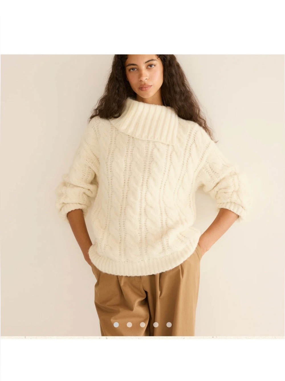 Doen Halia Cableknit Alpaca Sweater (White / Ivory / Cream)